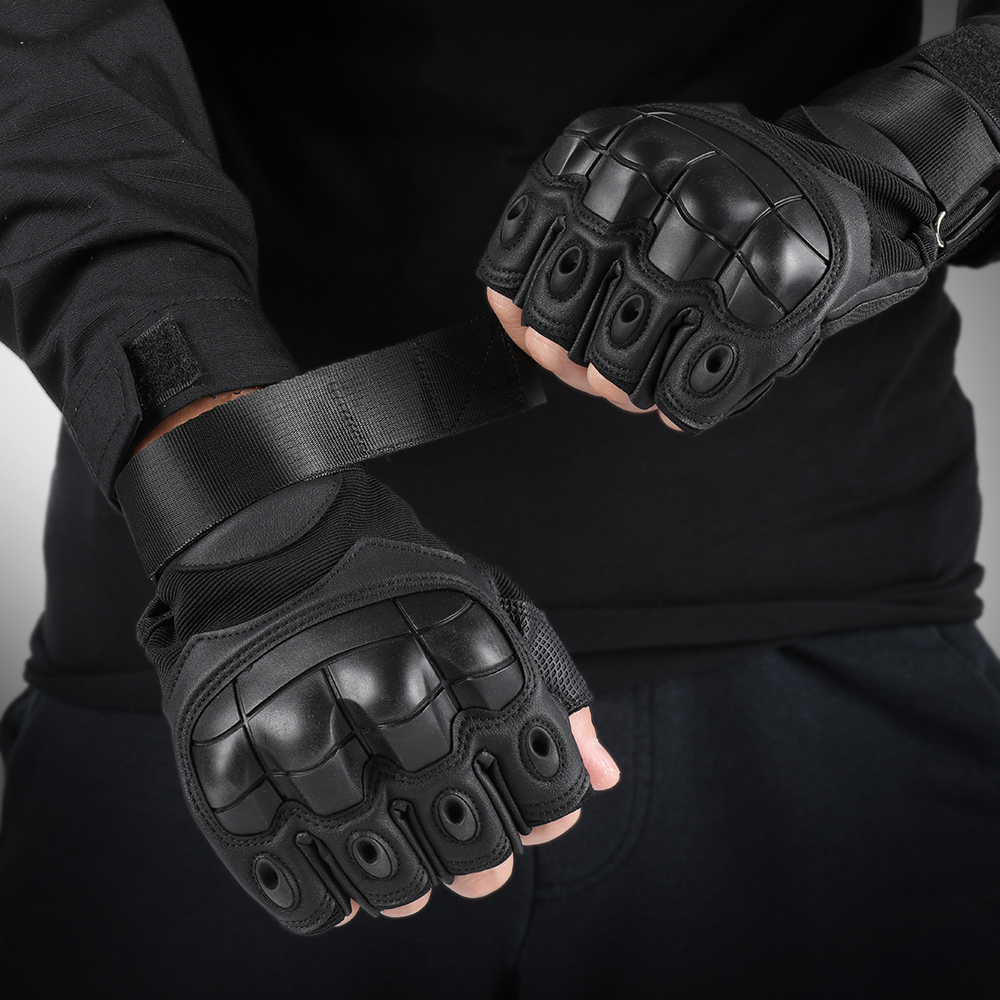 Army Tactical Fingerless Glove Military Hard Rubber Half Finger Gloves Airsoft Paintball Bicycle Shooting Work Mittens Men Gear