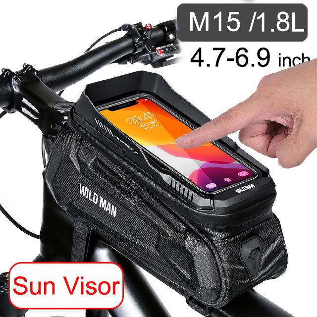 Bike Bag 1.8L Frame Front Tube Cycling Bag Bicycle Waterproof Phone Case Holder 7 Inches Touchscreen Bag Accessories